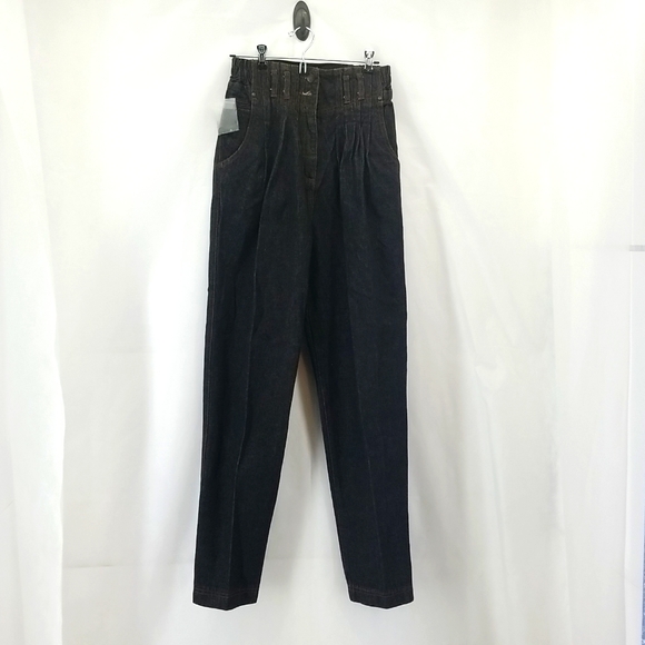 VINTAGE CHANGES Super High Waisted Paperbag, Double Button Pleated Jeans - Picture 1 of 14